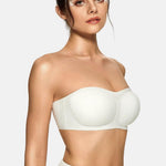 Vertvie Womens Strapless Bra Jelly Push Up Seamless Bandeau Bra Wireless Non Slip Silicone Tube Top Bras Padded Bralette(White,Small)