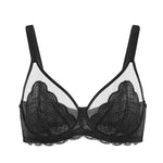 HSIA Minimizer Bras for Women Large Bust Full Coverage Lace Plus Size Bra - Mermaid Scales Black