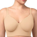 HSIA Bras for Women Minimizer Full Coverage Seamless Plus Size Longline Unlined Underwire Back Smoothing Bra, Beige 36DD