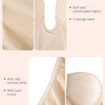 Slimers Backless Plunge Push Up Bra: Low Back Bras for Deep V Neck - Women Low Cut Shapewear Tops for Women