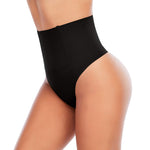 Werena Tummy Control Thong Shapewear for Women Seamless Shaping Novelty Thong Panties Body Shaper Underwear(01# Black-mid Waisted(has Boning),Small)