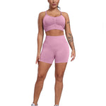 CHRLEISURE Women's 4 Packs Workout Gym Shorts, High Waisted Butt Lifting Scrunch Butt Seamless Booty Shorts(Black,DGray,Pink,Blue,M)