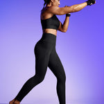 IUGA Compression Leggings for Women Tummy Control No Front Seam Leggings with Pockets High Waisted Workout Yoga Pants Black