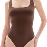 Popilush Double Lined Square Neck Body suits Backless Bodysuit Tank Tops Comfortable Bodysuits Tops