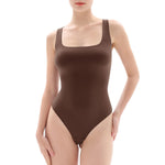 Popilush Double Lined Square Neck Body suits Backless Bodysuit Tank Tops Comfortable Bodysuits Tops