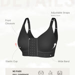 FeelinGirl Post Surgery Compression Bra Front Closure Bras for Women Mastectomy with Front Closure Wireless Bra Black M