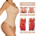 SHAPERX Women's Tummy Control Shapewear Thong Bodysuit Seamless Waist Snatching Body Shaper,SZ5215-Beige-4XL