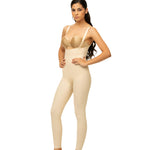 Isavela Womens 2nd Stage Body Suit With Suspenders Ankle Length With NO Zippers (BS08) (XL, Beige)