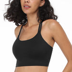 HSIA Strappy Sports Bra, Medium Support Padded Sports Bra Womens Criss Cross Back Yoga Workout Bra Crop Top Black