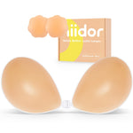 Niidor Strapless Bra Adhesive Backless Sticky Bra with Push Up Invisible Silicone Nude Bra for Low Cut Dresses Comfortable & Secure