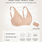 Wireless Bras for Women Push Up Seamless Bra Comfy Supportive Bralettes Deep V Comfortable Tshirt Bra No Underwire Beige