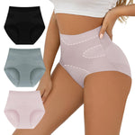 FallSweet No Show Tummy Control Underwear for Women High Waisted Panties Comfy Briefs Pack（mixcolor3,Large