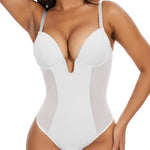 SHAPERIN Women's Backless Body Shaper Bra Faja U Plunge Low Back Shapewear Tummy Control Bodysuit