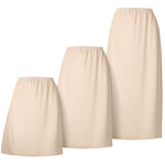 Haysandy 3 Pieces Women's Half Slips 19, 27, 35 Inch Satin Underskirt Dress Anti Static Long Underskirt Lady Slips for Under Dresses (Nude, X-Large)