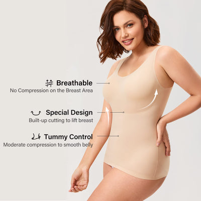 DELIMIRA Women's Shapewear Tummy Control Tank Tops Plus Size Seamless Camisole Beige X-Large