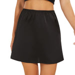 MANCYFIT Womens Half Slip for Under Dresses Satin Slip Skirt Mini Underskirt Black X-Large