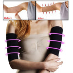 2 Pair Beauty Women Weight Loss Calories Slimming Arm Shaper Massager Lose Buster Wrap Belt Slimming Compression Arm Shaper Helps Tone Shape Upper Arms Sleeve, Black + Flesh Color