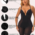 JOYSHAPER Bodysuit for Women Tummy Control Deep U Plunge Shapewear Backless Full Body Shaper Strapless Corset Body Suit Top