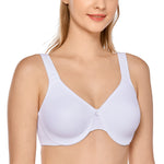 DELIMIRA Women's Minimizer Bra Plus Size Underwire Smooth Full Coverage Seamless Bras White 34E