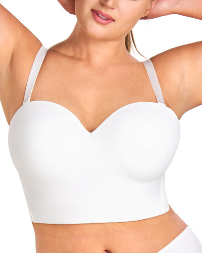 HSIA Longline Strapless Bra for Women, Anti-Slip Support Corset for Large Bust Convertible Bustier Bandeau for Big Breasts Pure White