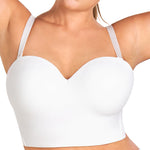 HSIA Longline Strapless Bra for Women, Anti-Slip Support Corset for Large Bust Convertible Bustier Bandeau for Big Breasts White