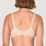 DELIMIRA Women's Full Coverage Bras Underwire Lightly Padded Plus Size Supportive Tshirt Sheer Bra Beige 36E