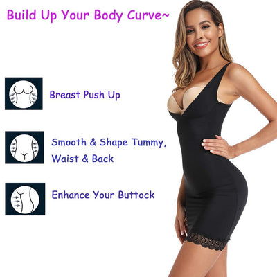 JOYSHAPER Womens Full Slips for Under Dresses Tummy Control Body Slimmer Dress Shapewear Slip V Neck Slimming Slip Black XL