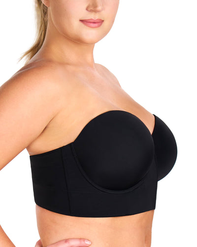 HSIA Strapless Bras for Women, Longline Corset for Large Bust Plus Size Supportive Bustier Minimizer Convertible Bandeau, Black 34DD