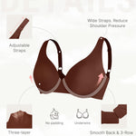 FeelinGirl Plunge Bras for Women Full Coverage Unlined Non Padded Comfort Minimizer Underwire Everyday Bras Mocca 36D