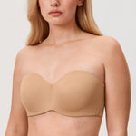 DELIMIRA Women's Strapless Bra Unlined Underwire Minimizer Plus Size Support Natural 36D