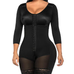 SHAPERX Women's Fajas Colombianas Shapewear Postpartum Tummy Control Arm Slimming Full Body Shaper with Zipper Crotch, SZ7503-Black-L