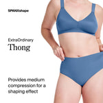 SPANX SPANXshape ExtraOrdinary Thong - Sculpting with Compression - Women's Shapewear Underwear - Recycled Nylon Fabric Blend - Indigo Haze - Medium