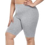 VOGUEMAX Women's Plus Size Short Leggings Stretchy Slip Shorts Mid Thigh Lightweight Pants Grey