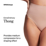 SPANX SPANXshape ExtraOrdinary Thong - Sculpting with Compression - Women's Shapewear Underwear - Recycled Nylon Fabric Blend - Toasted Oatmeal - Medium