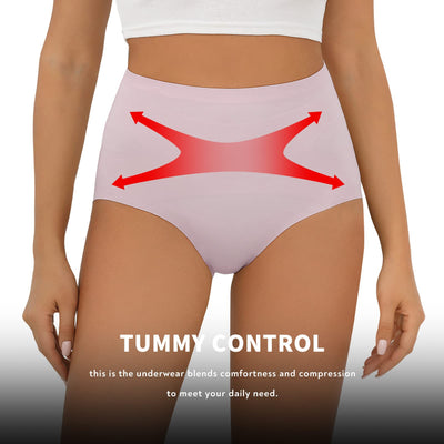 FallSweet No Show Tummy Control Underwear for Women High Waisted Panties Comfy Briefs Pack（mixcolor3,Large