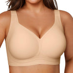 Vertvie Jelly Bras for Women Plus Size Minimizer Soft Wireless Push Up Bra Full Supportive Older Lift Back Coverage Bralette(Skin,42C)