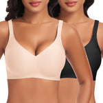 Seamless Jelly Padded Bras for Women No Underwire Full Coverage Supportive Push Up Gel Bra Wireless Low Cut Soft Bralettes(A1#Black+Nude(Mix Set),3X-Large)