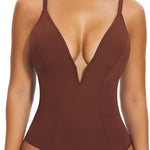 SHAPERIN Bodysuit for Women Shapewear Tummy Control Deep V Neck Plunge Sleeveless Backless Thong Body Suit Tank Top