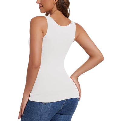 JOYSHAPER Women Tummy Control Shapewear Tank Tops V Neck Seamless Compression Camisole Slimming Body Shaper Cami White M