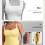FeelinGirl Womens Tops - Scoop Neck Shapewear Tummy Control Cami Body Shaper for Women Compression Shirts Light Yellow L