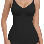 EUYZOU Womens Tummy Control Shapewear Tank Tops Seamless V-Neck Compression Tank Tops Body Shaper Camisole, Black L