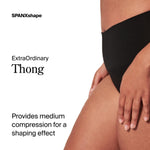 SPANX SPANXshape ExtraOrdinary Thong - Sculpting with Compression - Women's Shapewear Underwear - Recycled Nylon Fabric Blend - Very Black - Medium