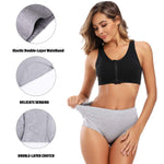 Molasus Women's Soft Cotton Underwear Briefs High Waisted Postpartum Panties Ladies Full Coverage Plus Size Underpants Grey,Size 5