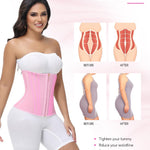 SHAPSHE Waist Trainer for Women Tummy Control Workout Waist Cincher Corset Shapewear Postpartum Body Shaper Faja with Zipper Hook Pink