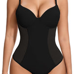 SHAPERIN Shapewear Bodysuit for Women Built in Bra Tummy Control Body Suit Backless Thong Low Back Body Shaper