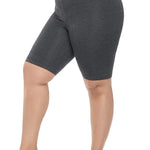 VOGUEMAX Women's Plus Size Short Leggings Stretchy Slip Shorts Mid Thigh Lightweight Pants Dark Grey