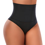 Werena Tummy Control Thong Shapewear for Women Seamless Shaping Novelty Thong Panties Body Shaper Underwear(02# Black-no boning,Large)