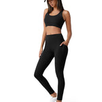SUNCLOVE 3 Pack Leggings with Pockets for Women High Waisted Tummy Control Soft Yoga Pants Womens Workout Gym Leggings Black/Grey/Navy