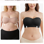 Slimers Seamless Strapless Bra for Women: Multiway Push Up Wireless/Underwire Strapless Bras Invisible Non-Slip Black