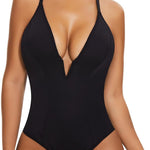 SHAPERIN Bodysuit for Women Shapewear Tummy Control Deep V Neck Plunge Sleeveless Backless Thong Body Suit Tank Top
